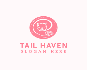 Pink Sleepy Cat logo design