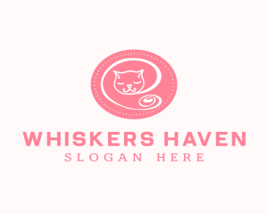 Pink Sleepy Cat logo design