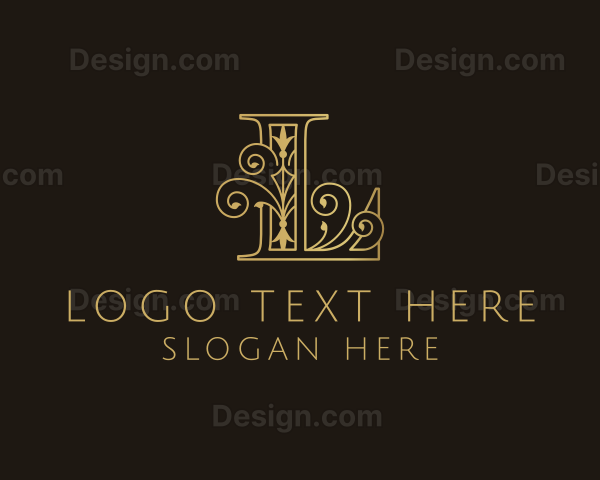 Gold Ornate Letter L Logo