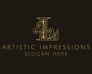 Gold Ornate Letter L logo design