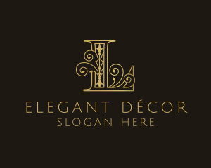 Gold Ornate Letter L logo design