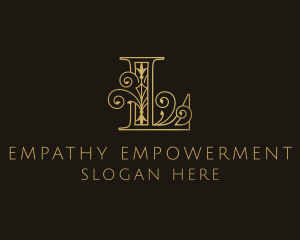 Gold Ornate Letter L logo design