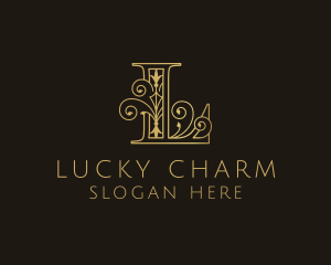 Gold Ornate Letter L logo design