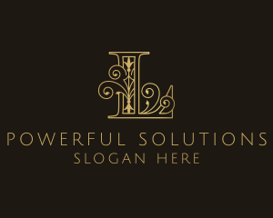 Gold Ornate Letter L logo design