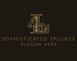 Gold Ornate Letter L logo design