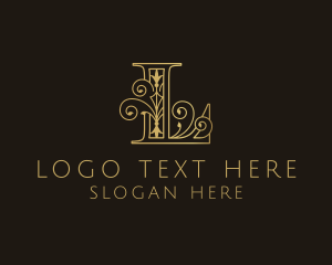 Gold Ornate Letter L logo