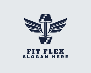 Fitness Dumbbell Wings logo design