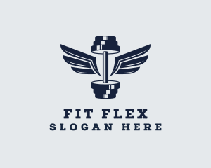 Fitness Dumbbell Wings logo design