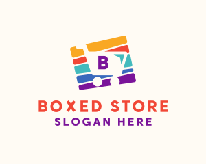 Colorful Shopping Cart Lettermark logo design