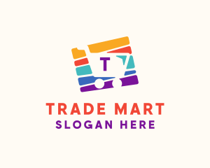 Colorful Shopping Cart Lettermark logo design