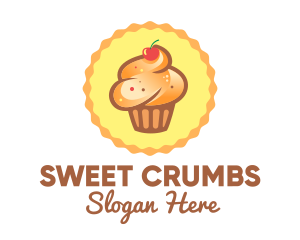 Brown Muffin Cupcake Cherry logo