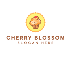 Brown Muffin Cupcake Cherry logo design