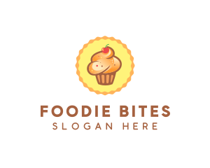 Brown Muffin Cupcake Cherry logo design