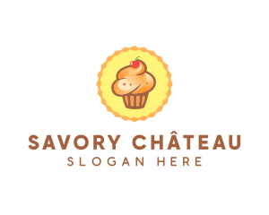 Brown Muffin Cupcake Cherry logo design