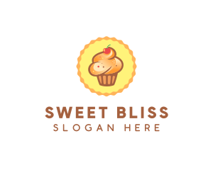 Brown Muffin Cupcake Cherry logo design