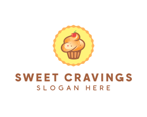 Brown Muffin Cupcake Cherry logo design