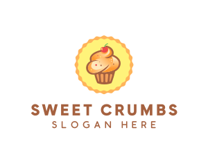 Brown Muffin Cupcake Cherry logo design