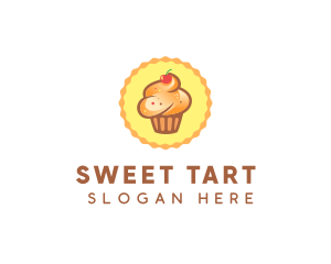 Brown Muffin Cupcake Cherry logo design