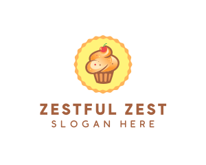 Brown Muffin Cupcake Cherry logo