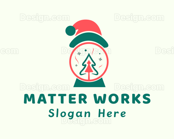 Christmas Santa Hat Tree Logo