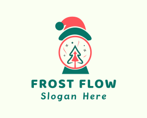 Christmas Santa Hat Tree logo design