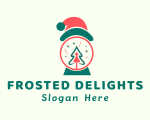 Christmas Santa Hat Tree logo design