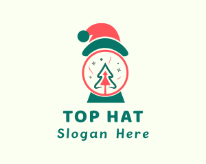 Christmas Santa Hat Tree logo design