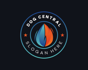 Water Droplet Flame HVAC logo design