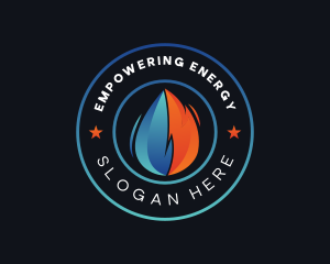 Water Droplet Flame HVAC logo design