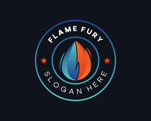 Water Droplet Flame HVAC logo design