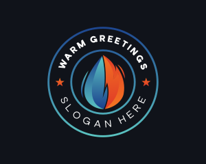 Water Droplet Flame HVAC logo design