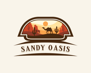 Camel Cactus Desert logo design