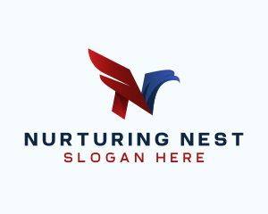 American Eagle Wings Letter N logo design