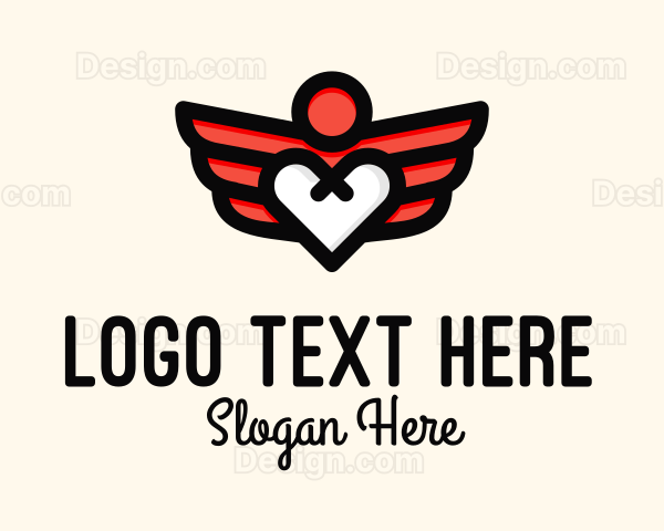 Winged Heart Romantic Logo