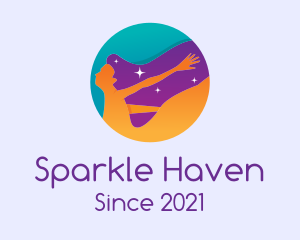 Magic Sparkle Woman Hair logo design