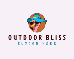 Summer Hat Flamingo logo design