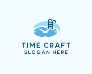 Time Swimming Pool  logo design