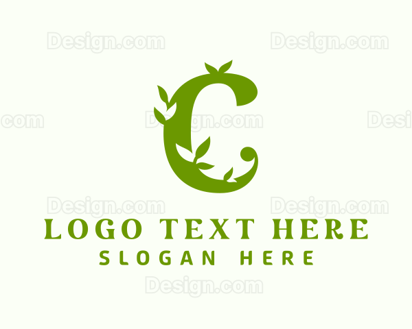 Botanical Leaves Letter C Logo