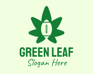Green Rugby Cannabis Leaf logo design