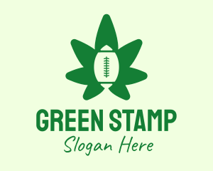 Green Rugby Cannabis Leaf logo design