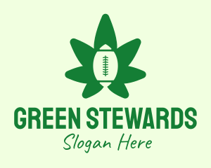 Green Rugby Cannabis Leaf logo design