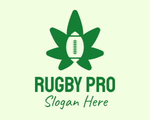 Green Rugby Cannabis Leaf logo
