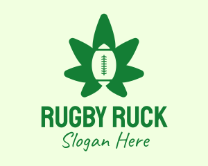 Green Rugby Cannabis Leaf logo