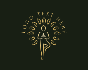 Gold Yoga Tree Pose logo