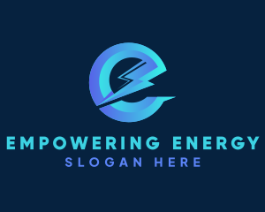 Lightning Volt Letter E logo design