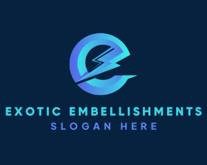 Lightning Volt Letter E logo design