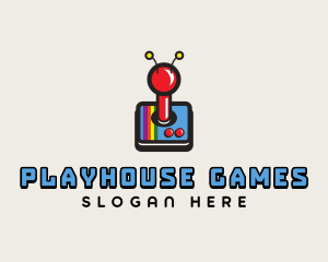 Retro Game Joystick logo design