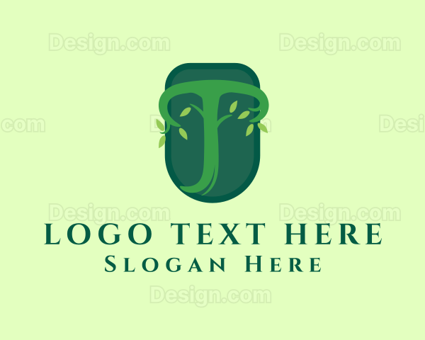 Green Letter T Plant Logo