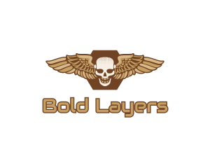 Gold Wing Skull logo design