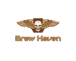 Gold Wing Skull logo design